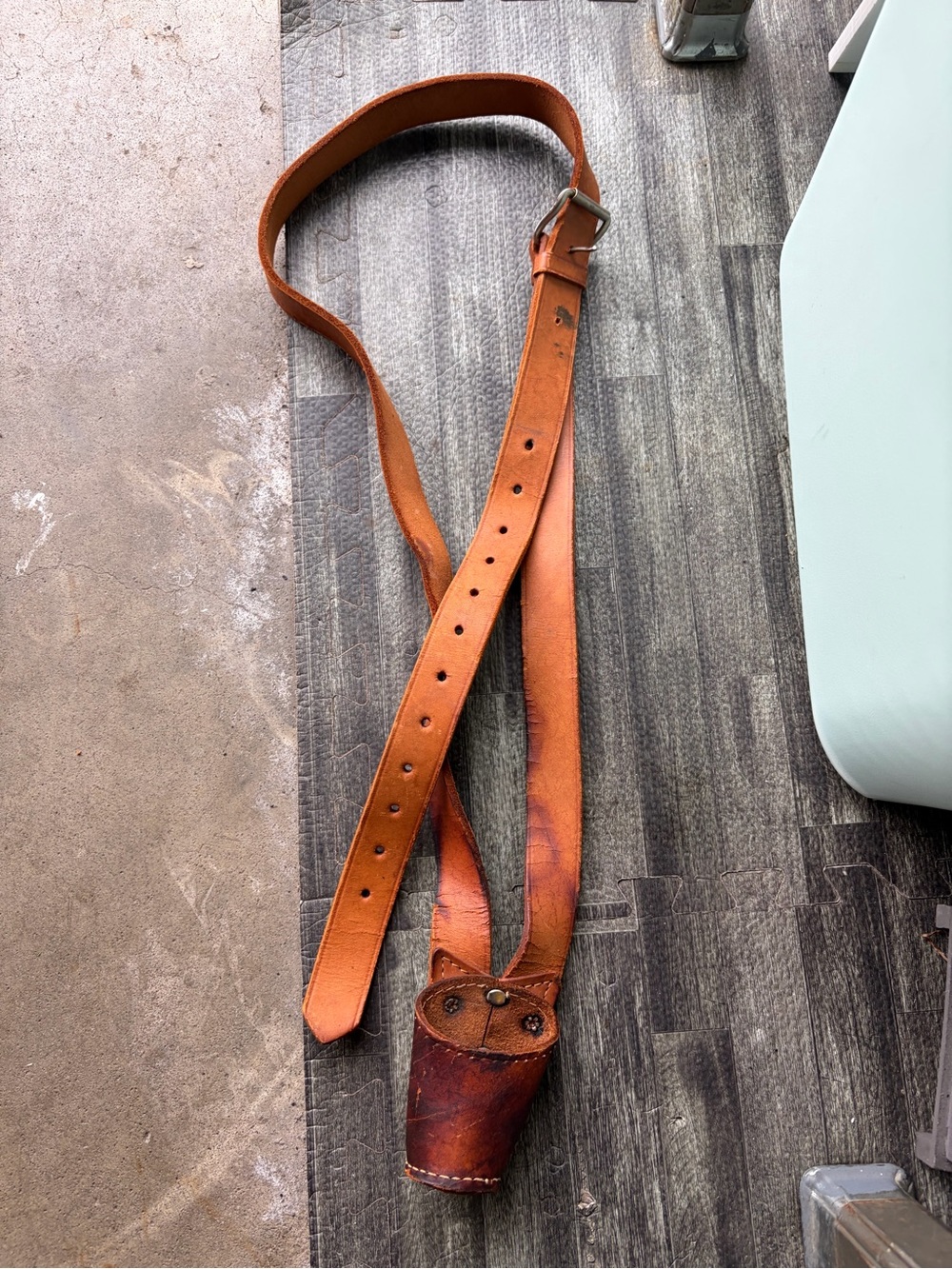 Genuine Leather  carrying belt for color-guard parade flag pole holder